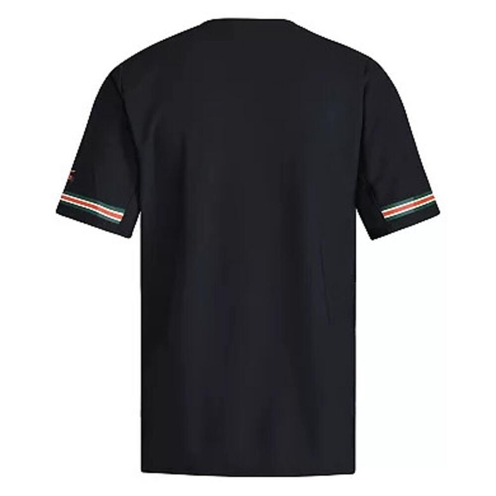 Men's Adidas Black Miami Hurricanes V-Neck Baseball Jersey, Black, Sz L, New - Picture 2 of 11